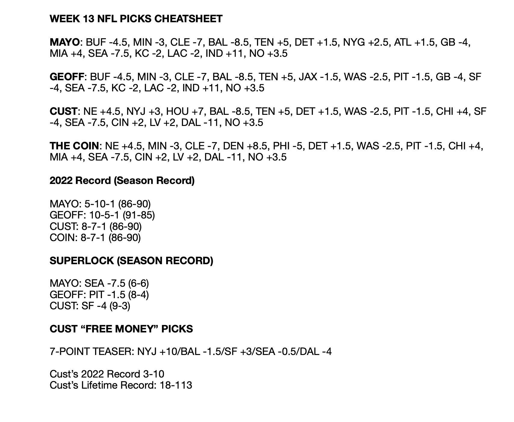 Week 13 Picks, Ranks, Injuries, DK Notes