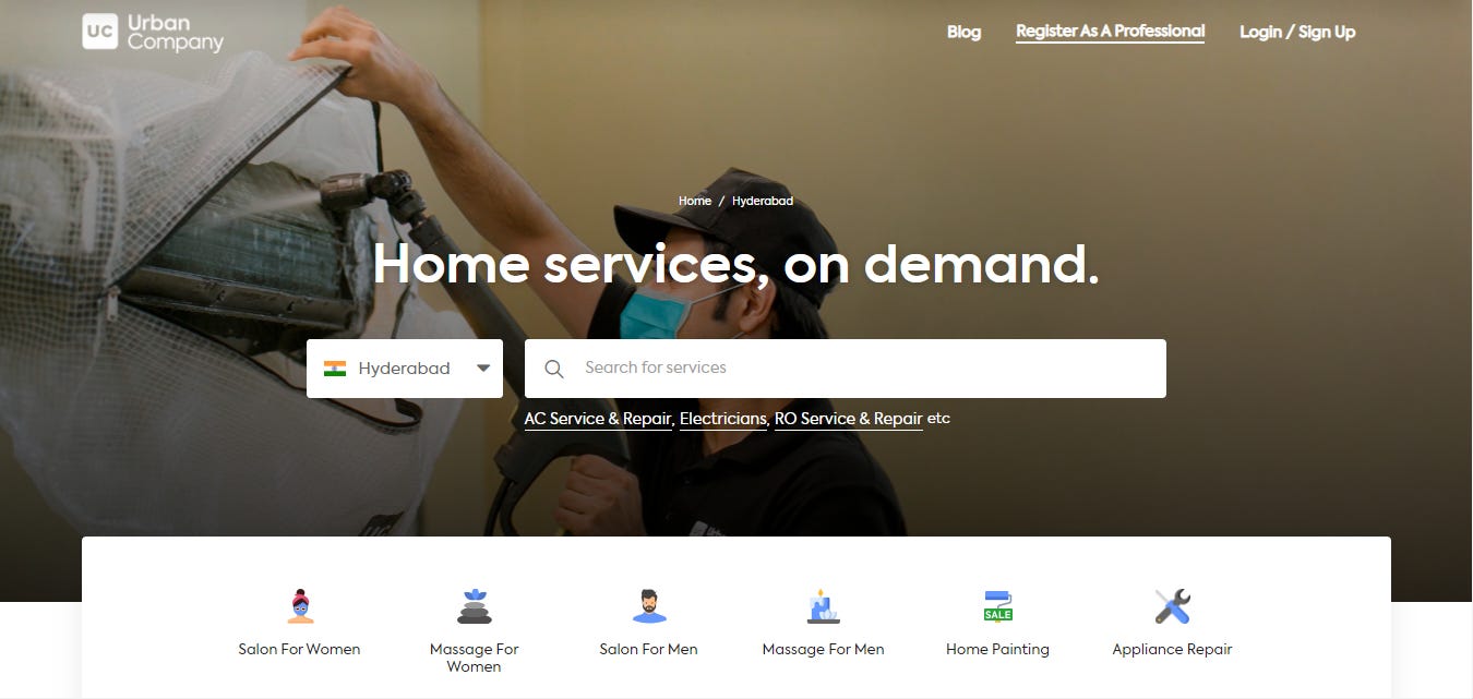 Urban Company Online home services company
