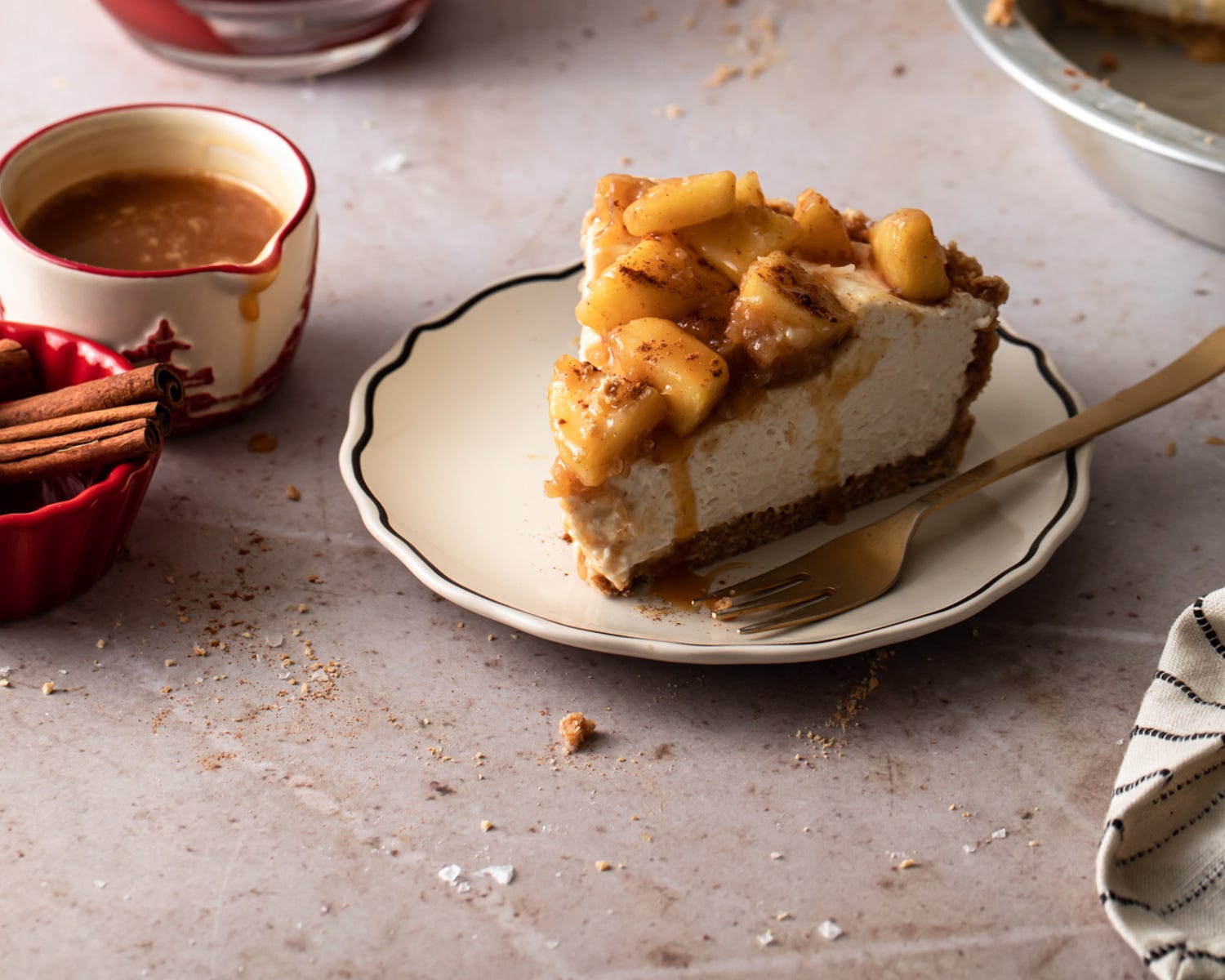 NoBake Salted Caramel Apple Cheesecake by Tessa Huff