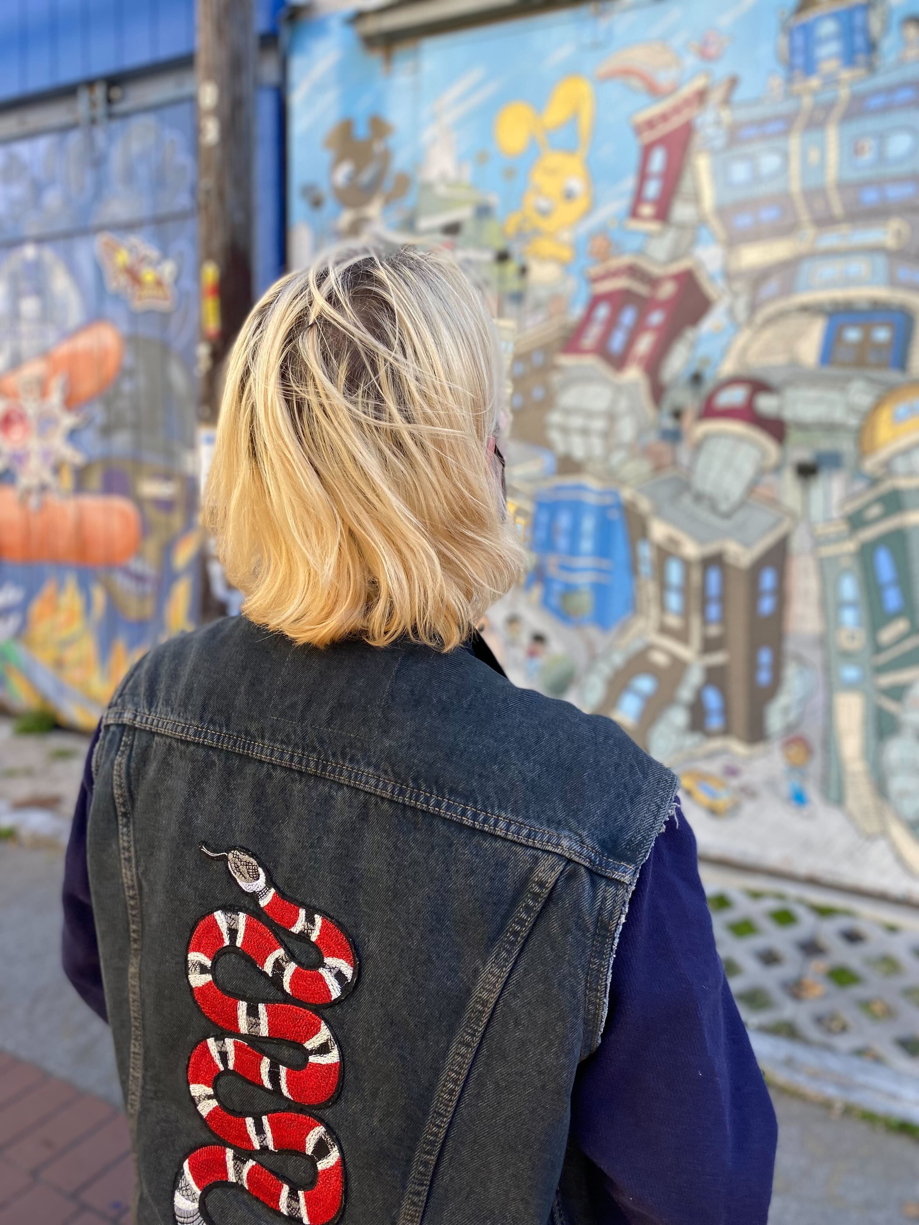 Gucci embroidered sales jean jacket
