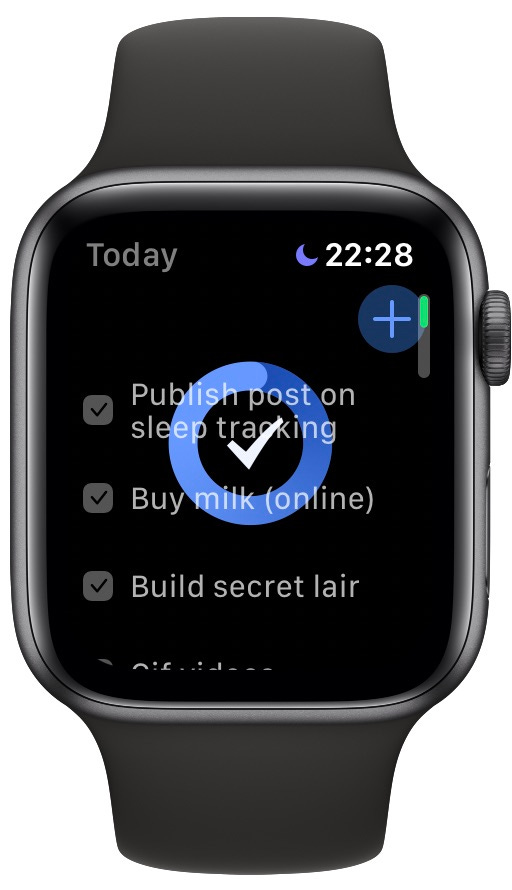 List app top for apple watch