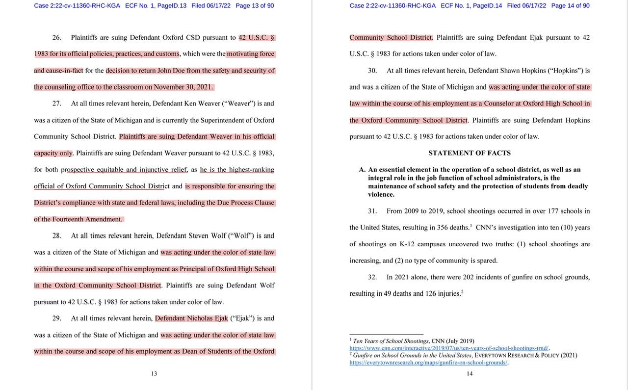 20 Oxford HS students file lawsuit -you should read it & watch the