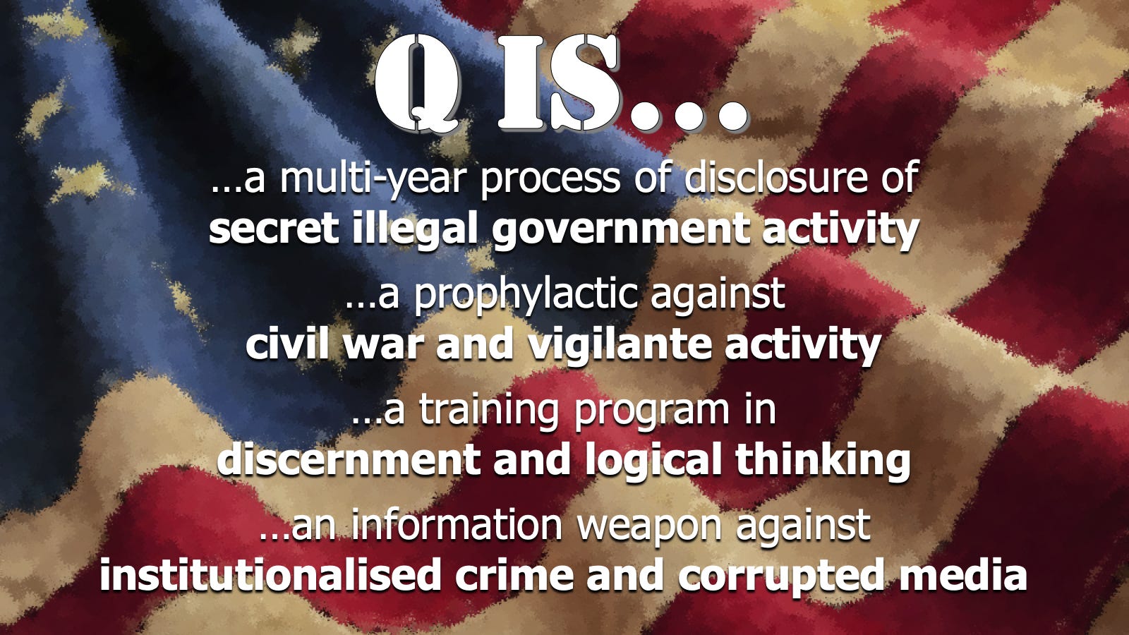 Information architecture of the Q drops Patriots' Soapbox 24/7 News
