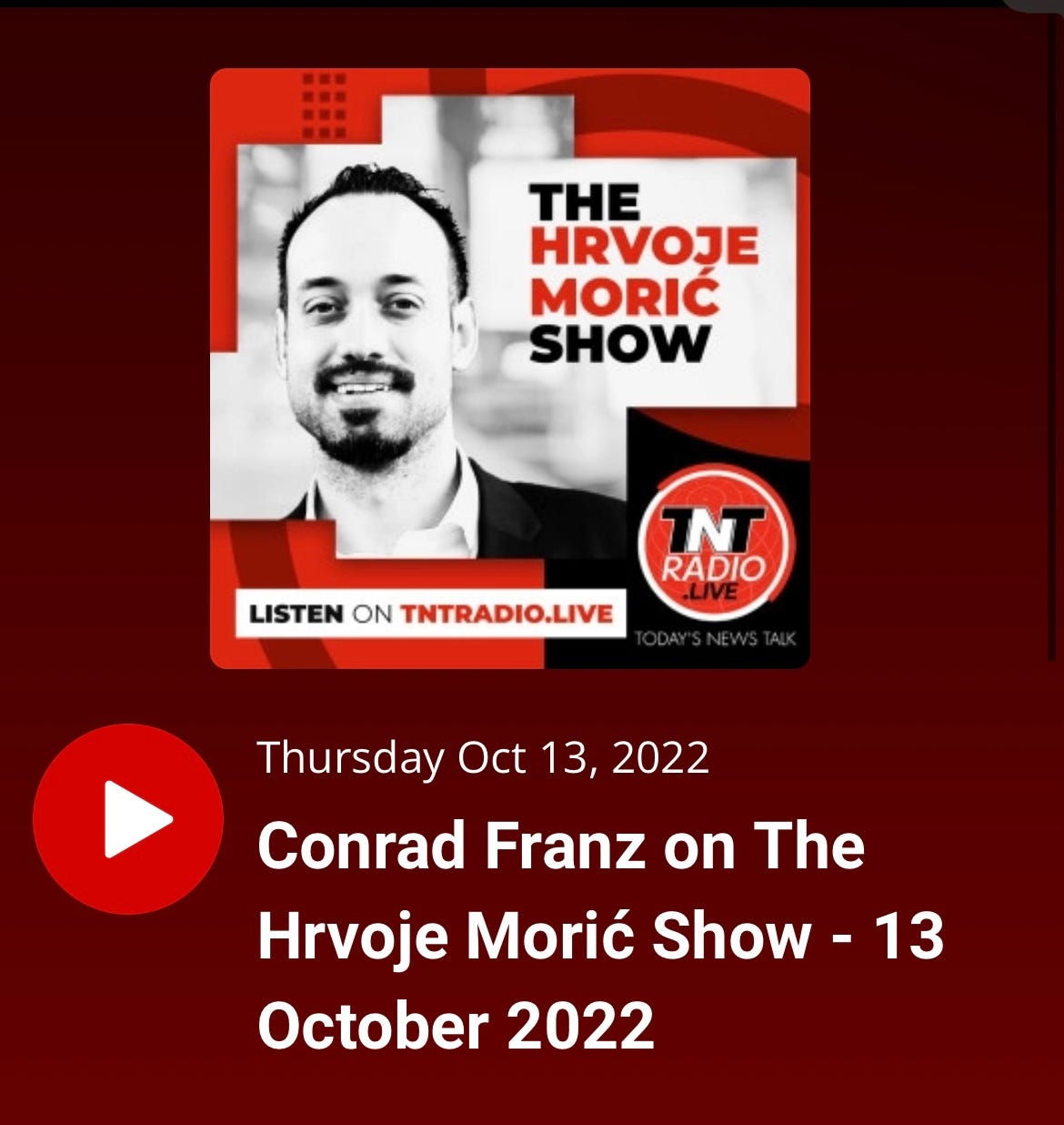 Conrad Franz on the Hrvoje Morić Show! - by Conrad Franz