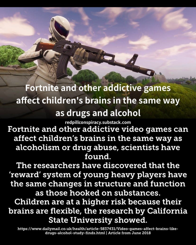 Fortnite and other addictive games affect children's brains in the same