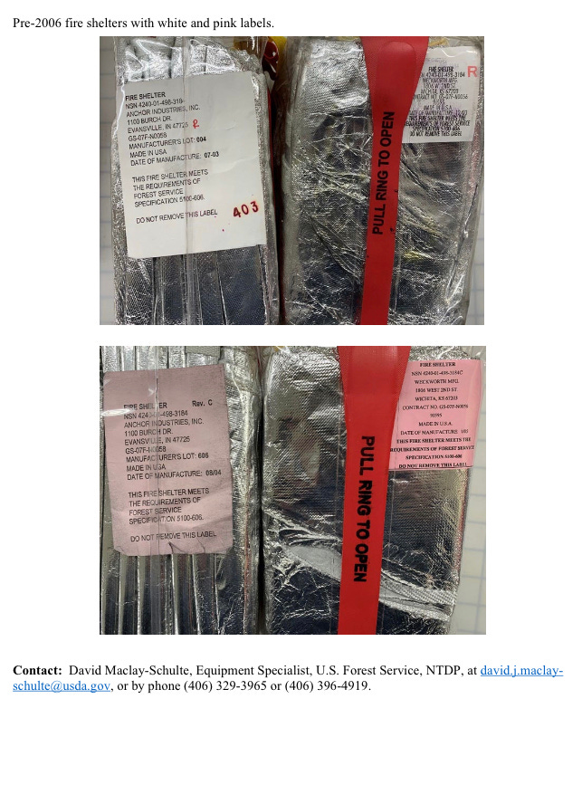 NWCG Committee Admits Fire Shelters Made Before 2006 Come Apart in