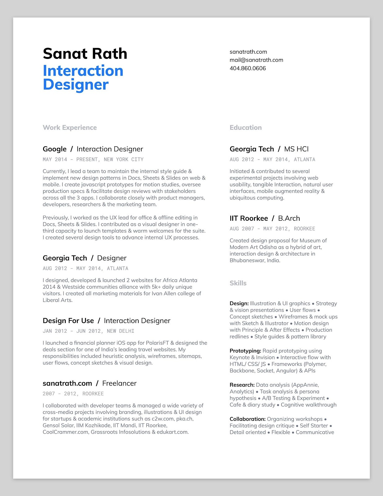 resume template for faang