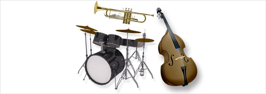 Traditional jazz deals instruments