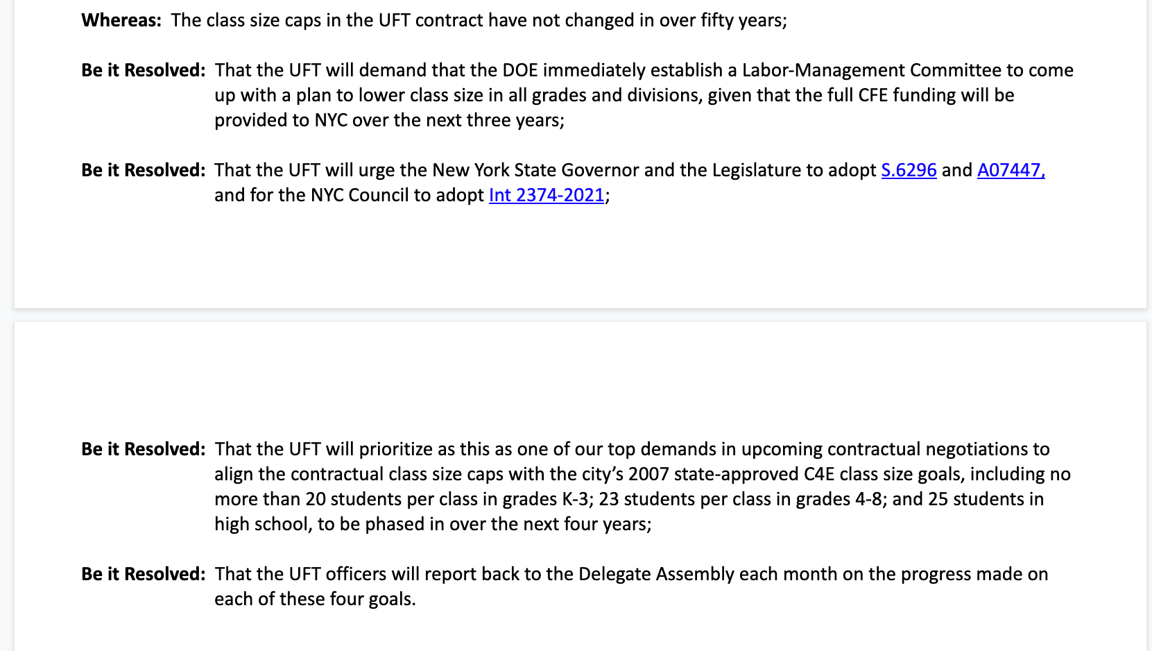 Smaller Class Size, Now An Open Letter to UFT President Michael