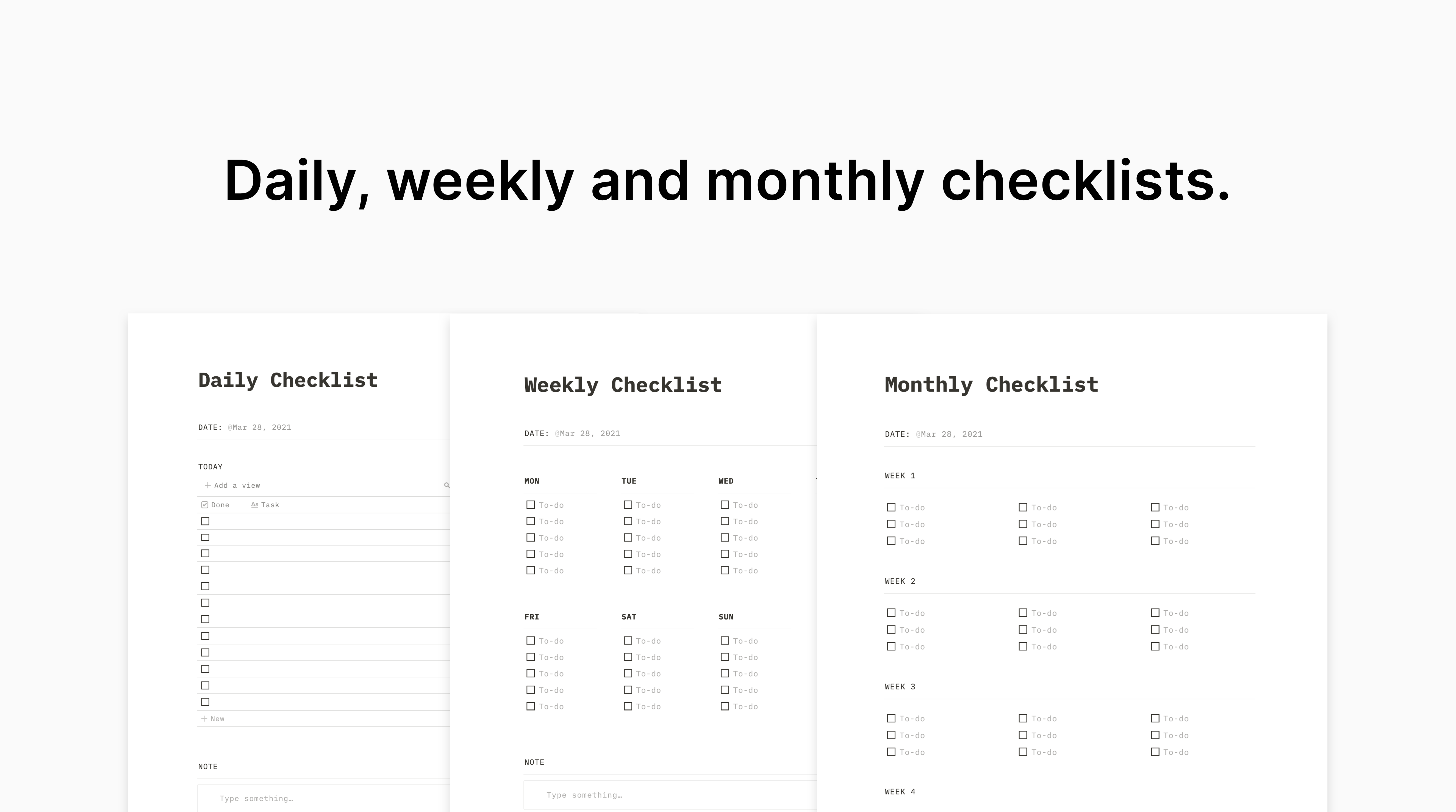 Free Notion Checklists The Notion Club