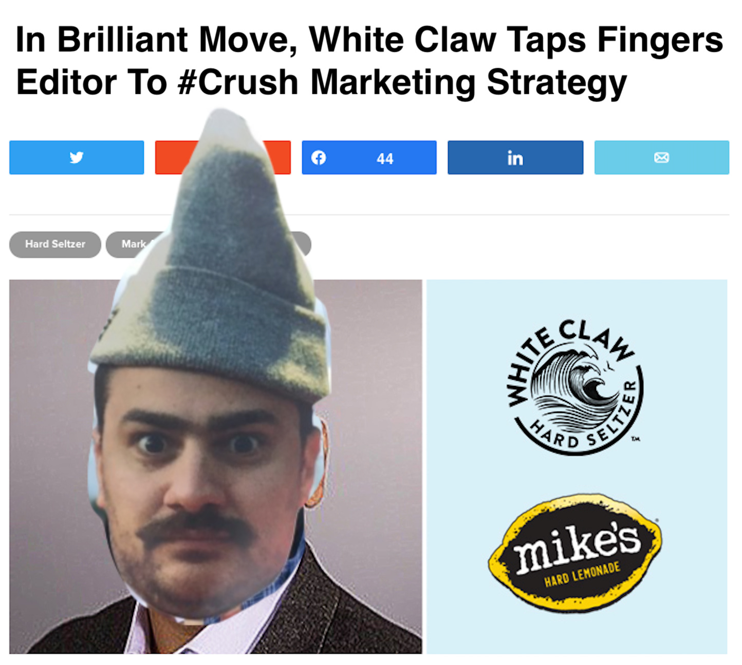 Hire me, White Claw by Dave Infante Fingers