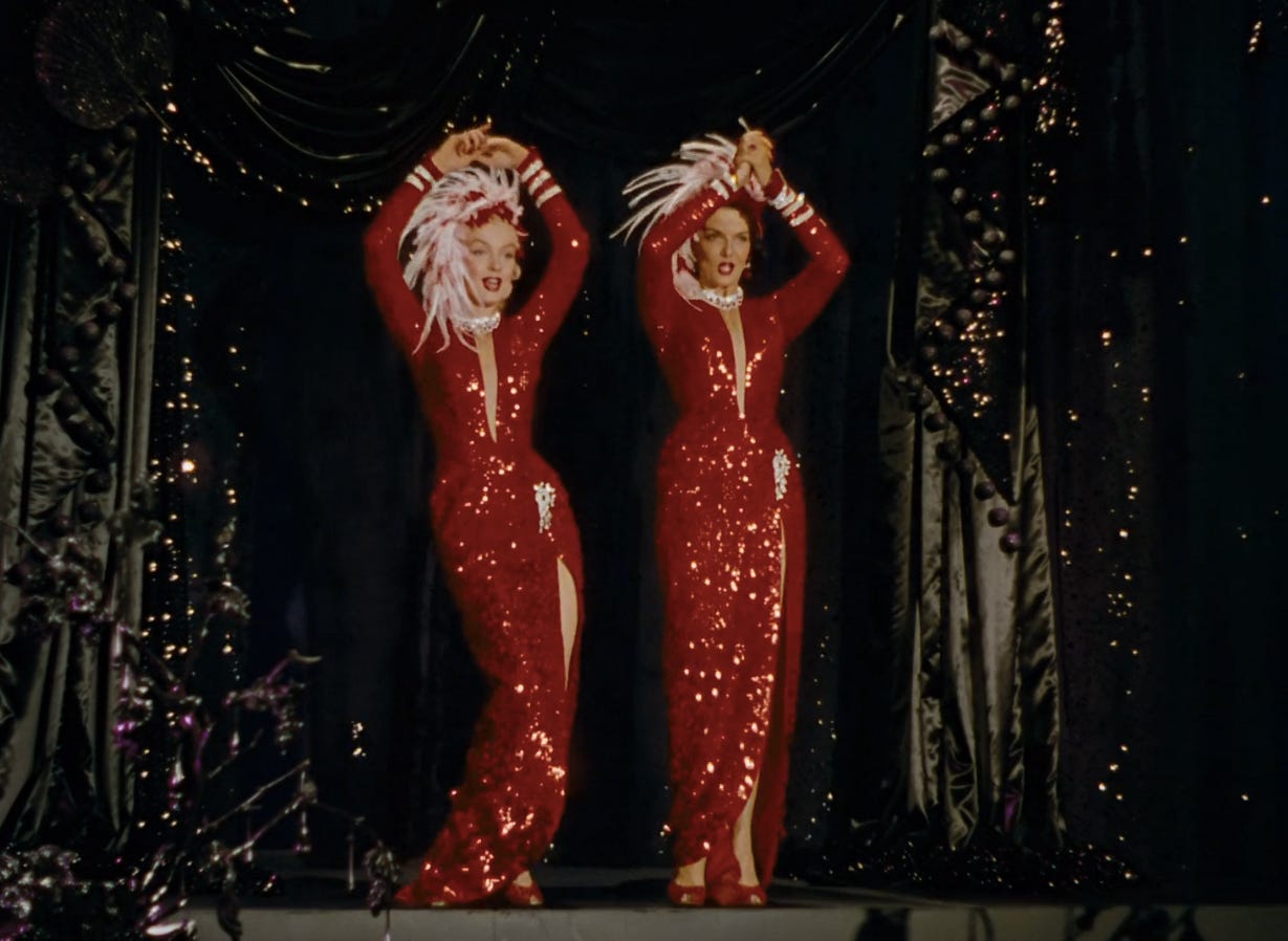 Gentlemen prefer top blondes red dress