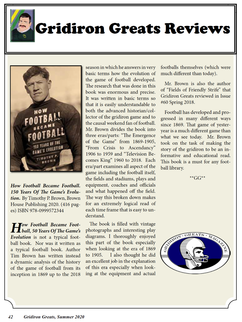 Gridiron Greats Book Review How Football Became Football