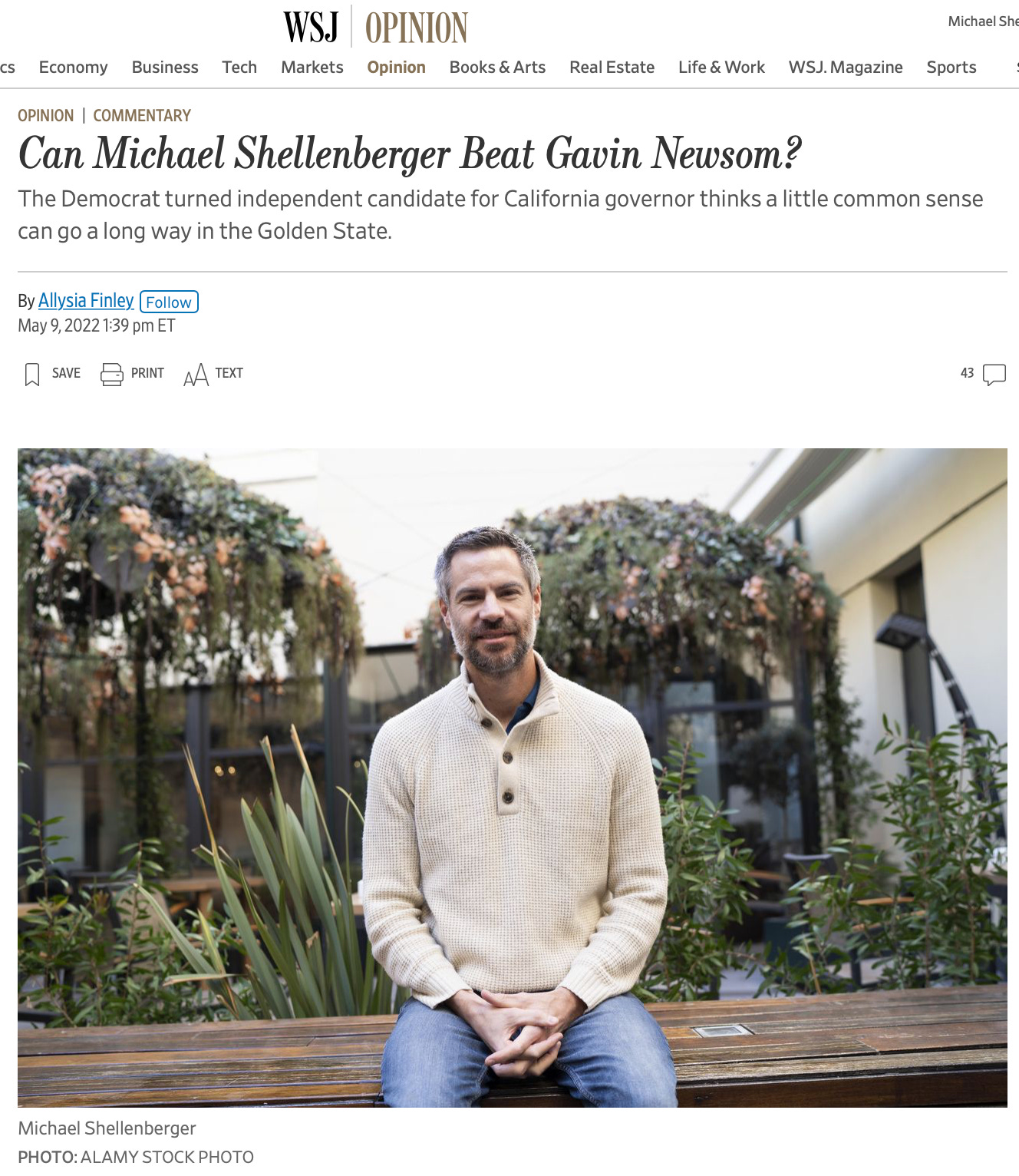WSJ Can Michael Shellenberger Beat Gavin Newsom?
