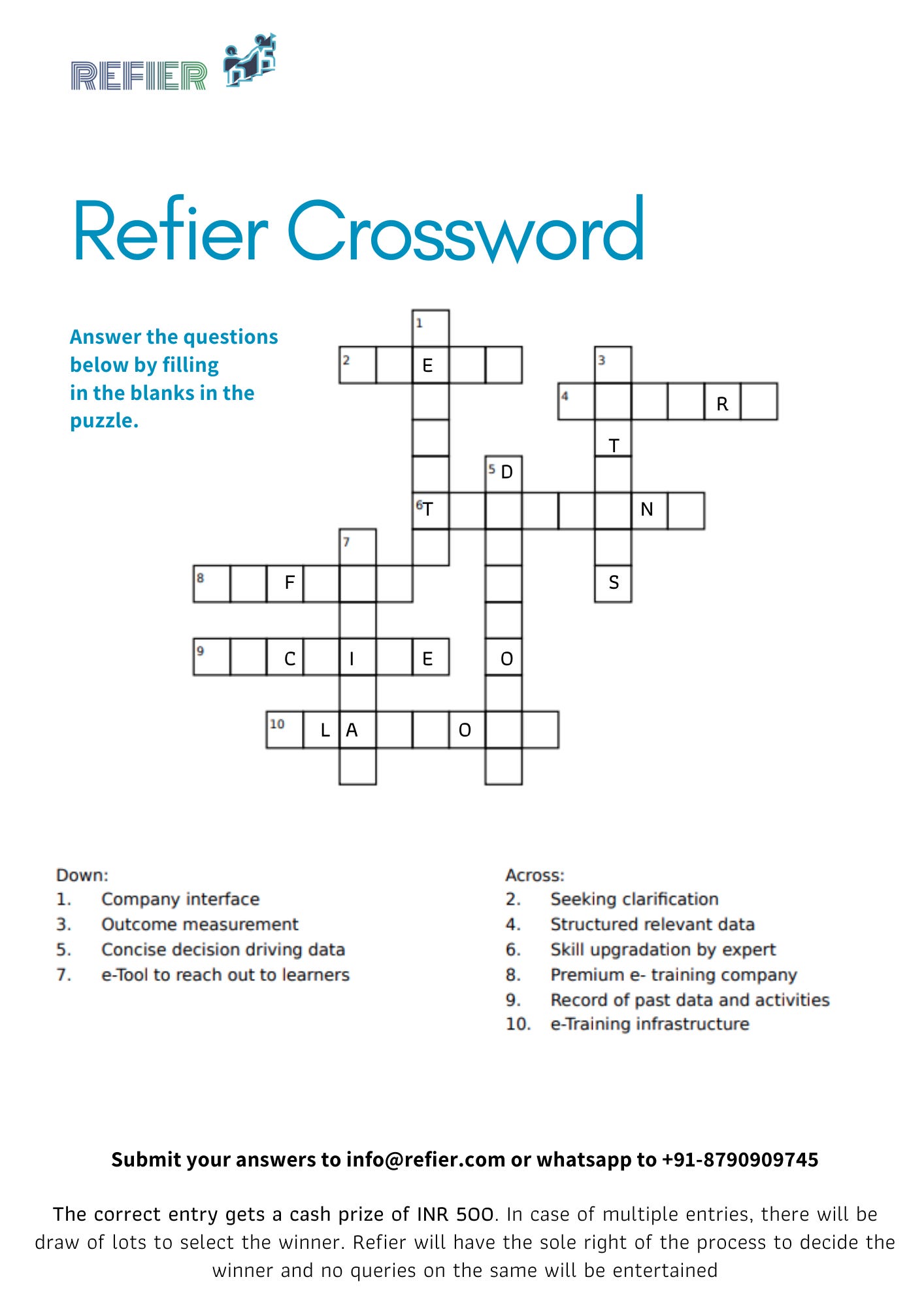 Crossword Puzzle 1 01 Refier s Newsletter The BUZZ Crossword Puzzle 1 01 Refier s Newsletter The BUZZ