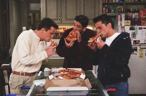 pizza on television by Helena Fitzgerald Griefbacon