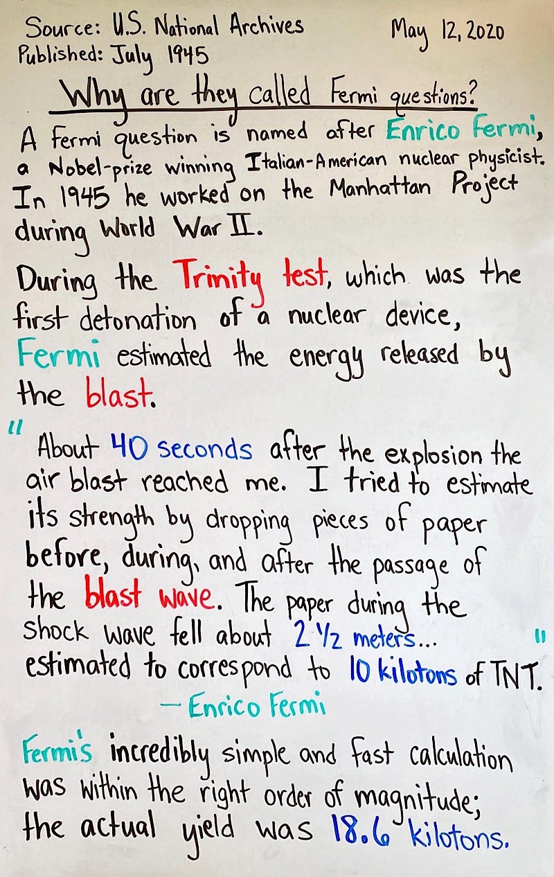 Why Are They Called Fermi Questions? by Danny Sheridan