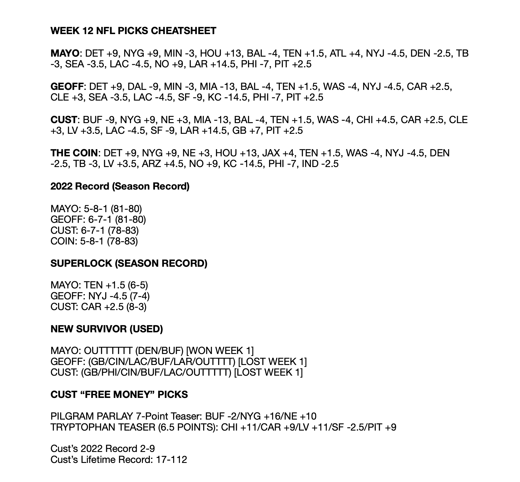 Week 12 NFL Weekend Update - Mayo Media Newsletter