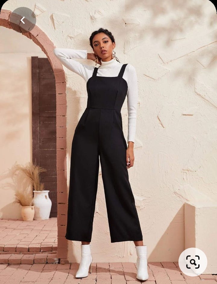Black jumpsuit with shirt underneath sale