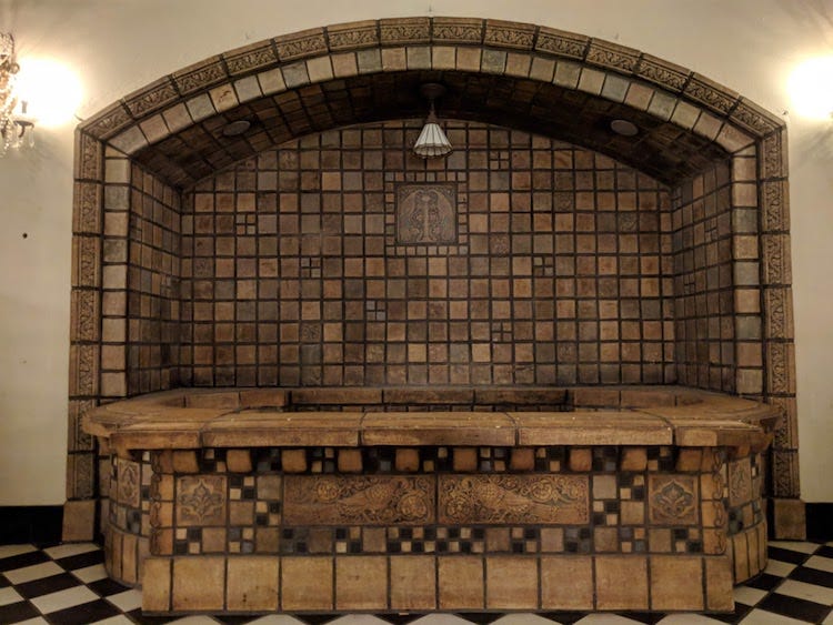 A great Ernest Batchelder fountain hiding in plain sight in Greensburg