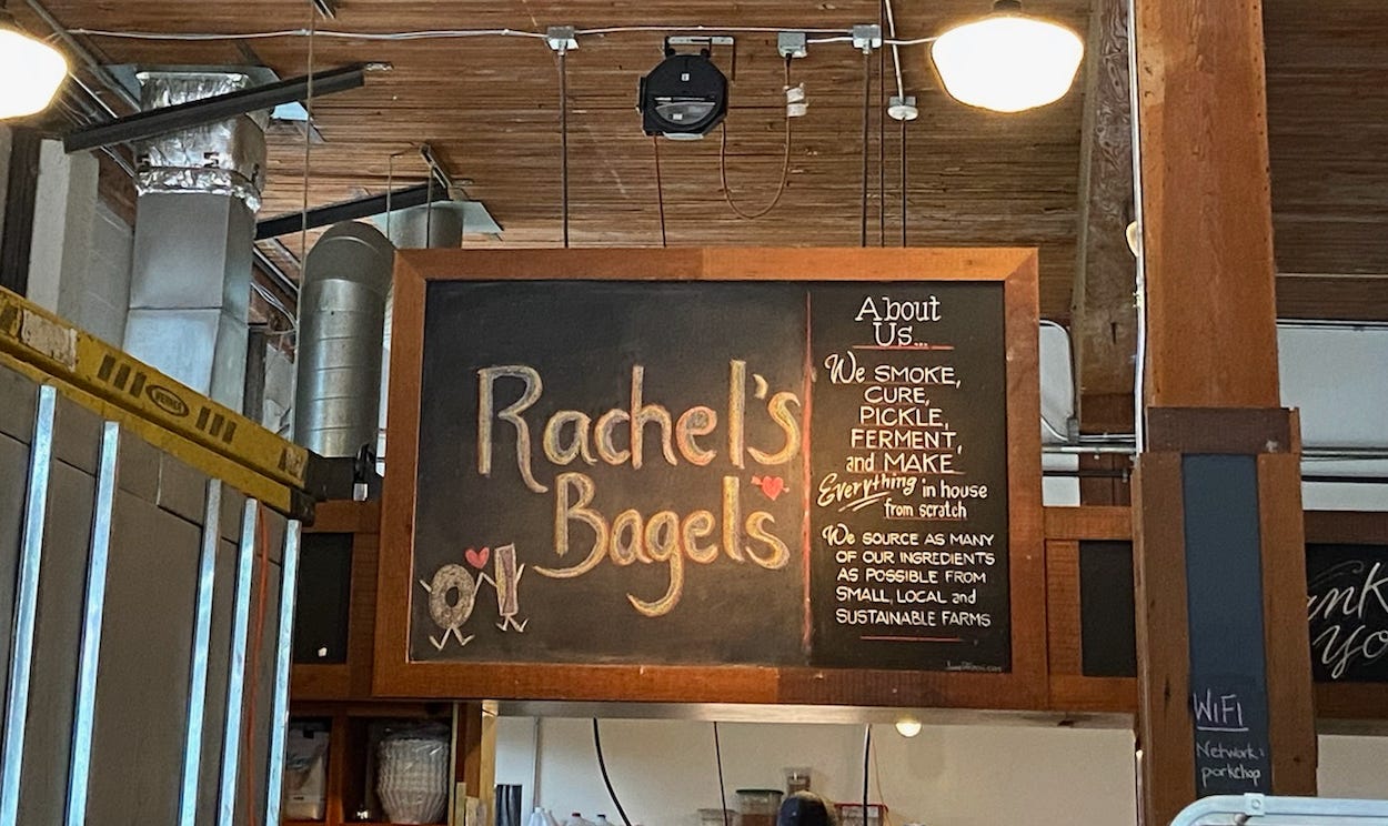 Can I find a good Seattle bagel at Rachel s Bagels Burritos