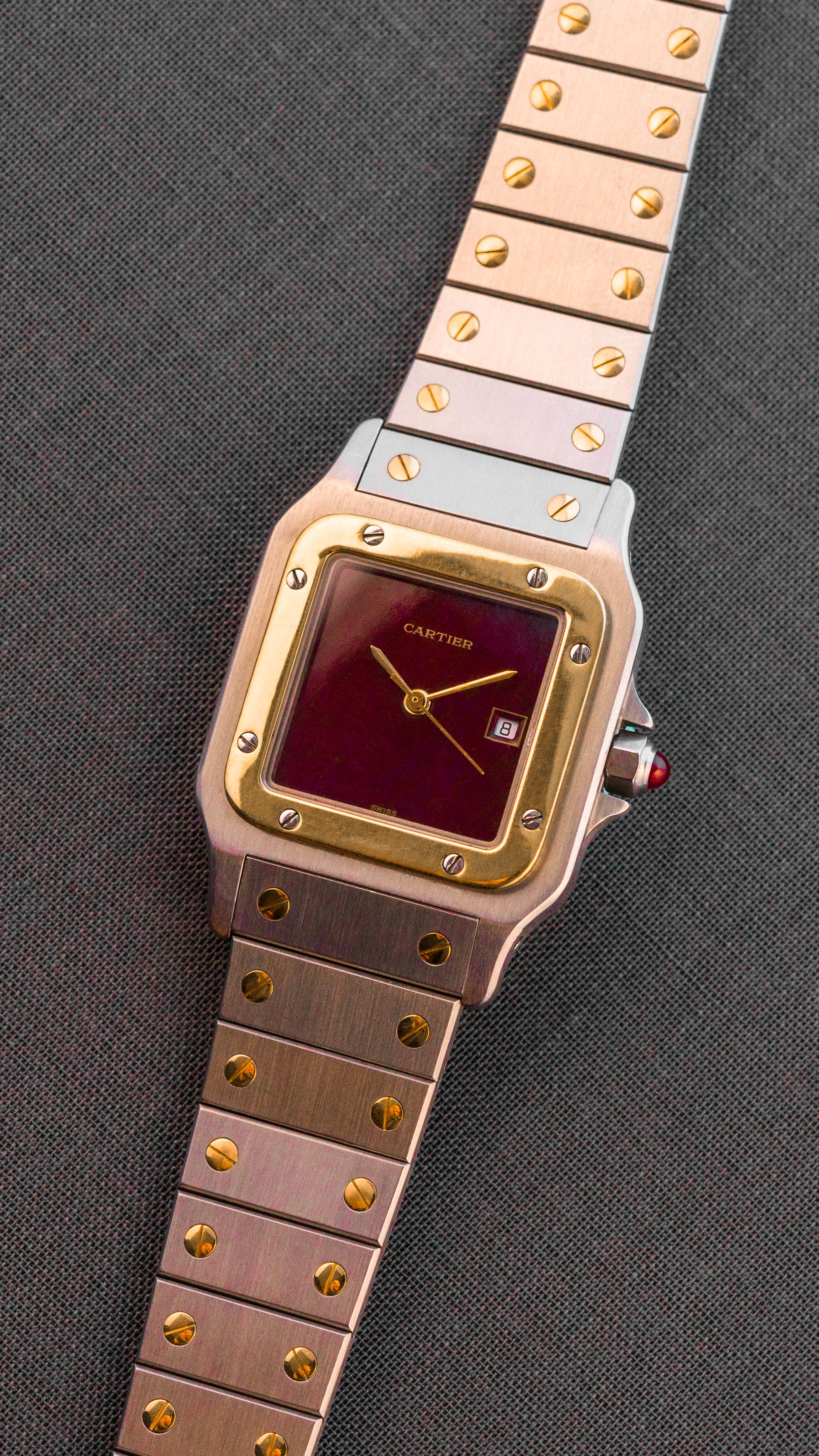Cartier santos galbee burgundy dial discount