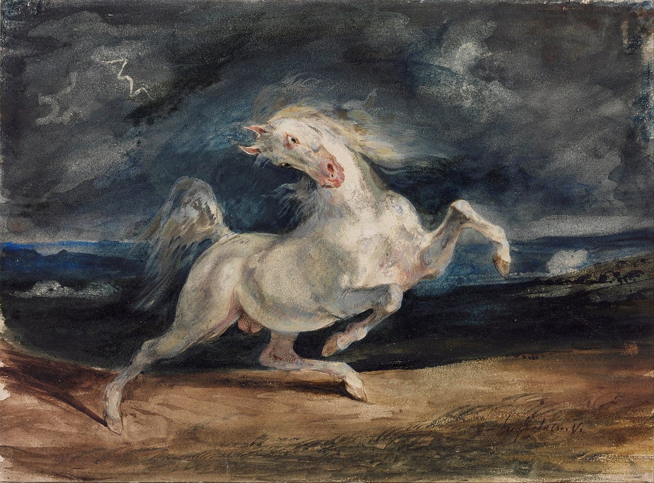 Делакруа лошадь испуганная молнией