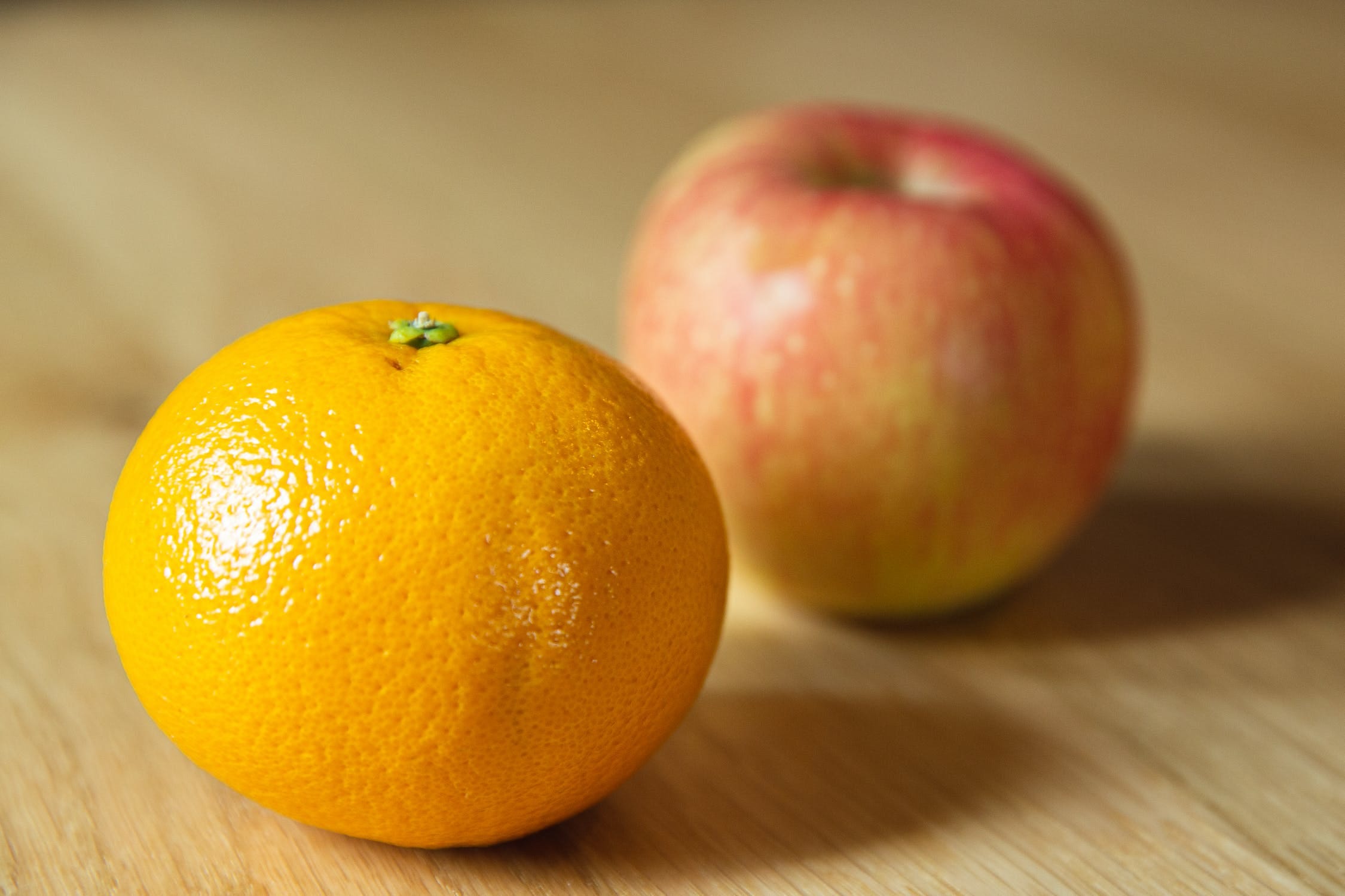 Apple and top orange