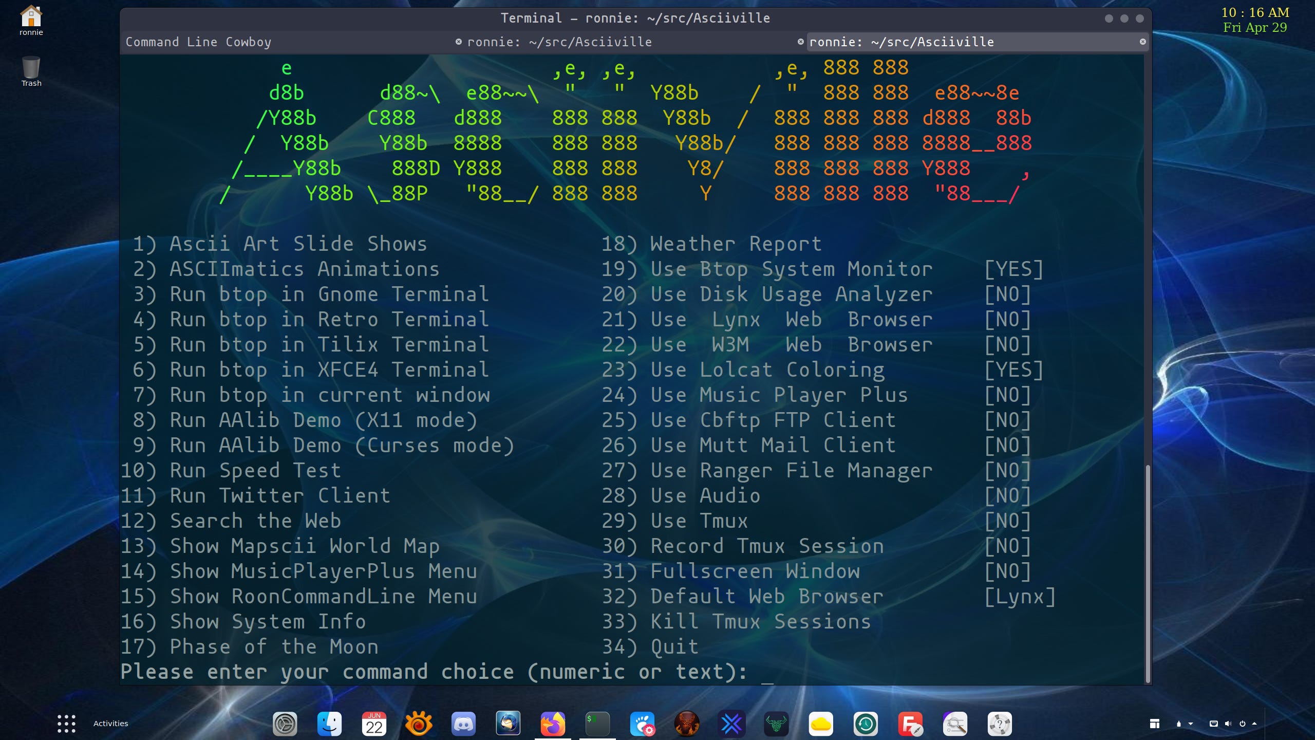to "Asciiville" a massive collection of Ascii art and Linux