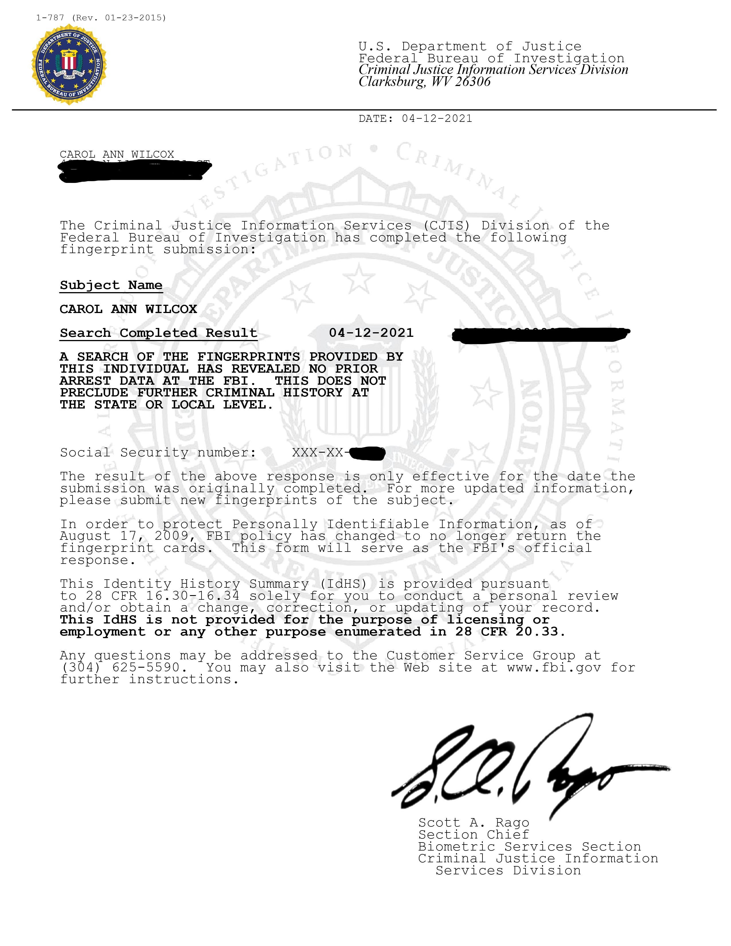 How To Get An FBI Criminal History Record Check