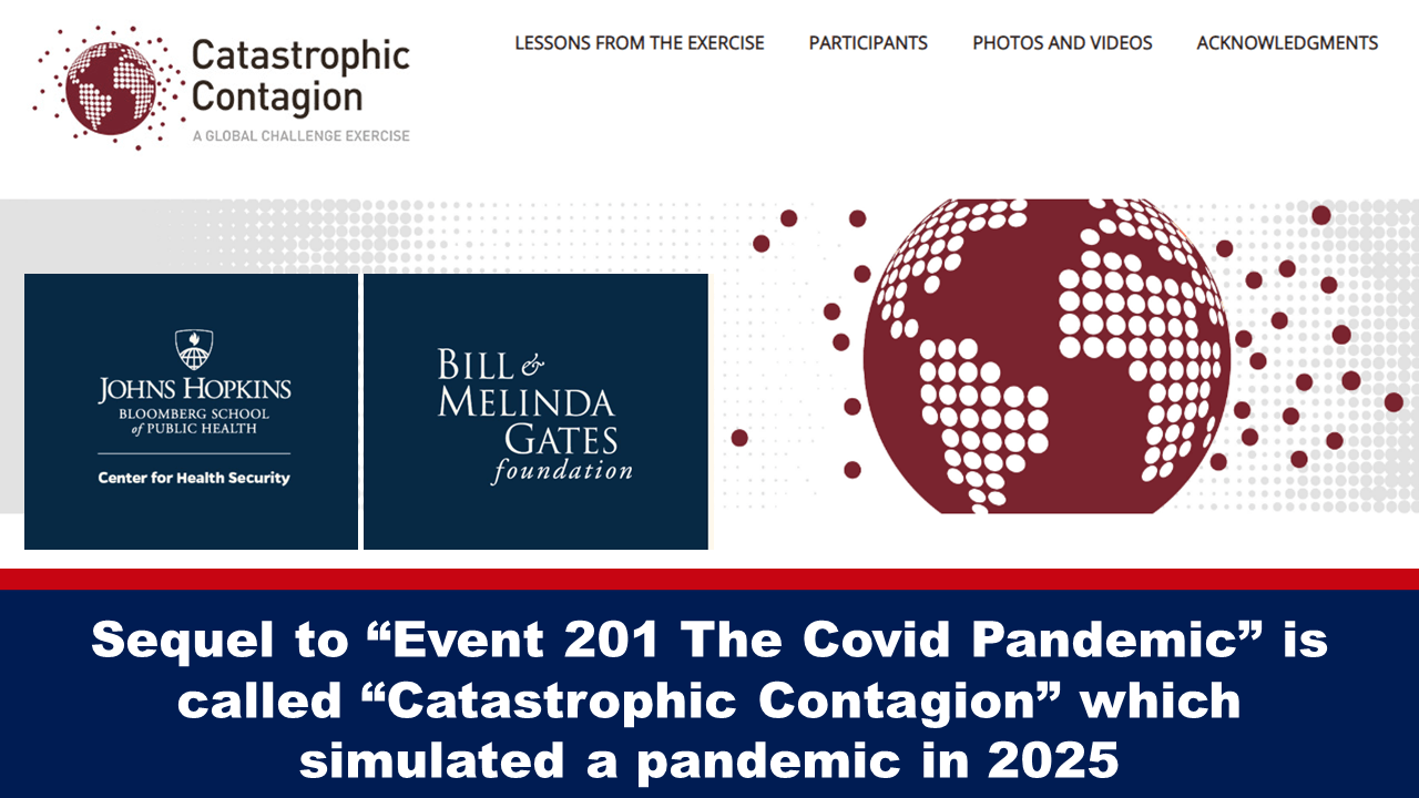Sequel to “Event 201 The Covid Pandemic” is called “Catastrophic Contagion” which simulated a