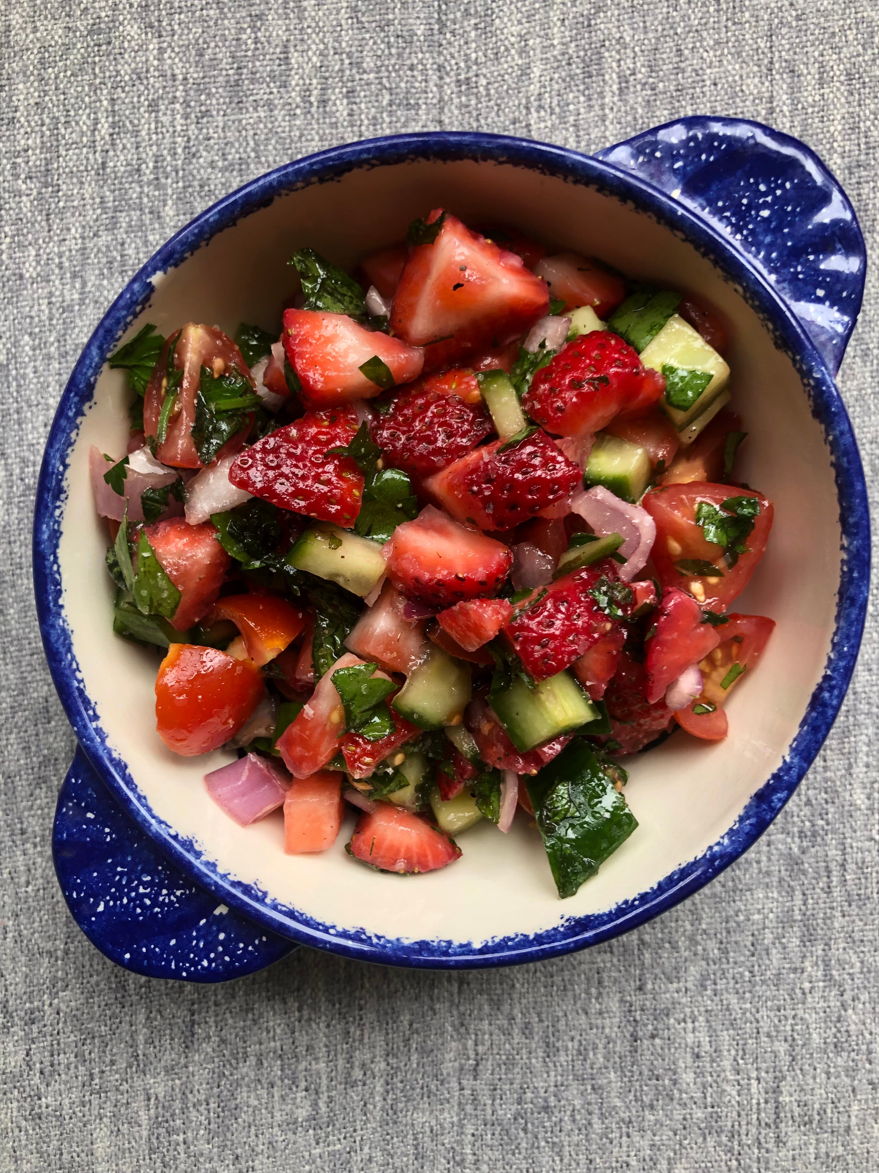 Strawberry, Tomato, and Cucumber Chopped Salad