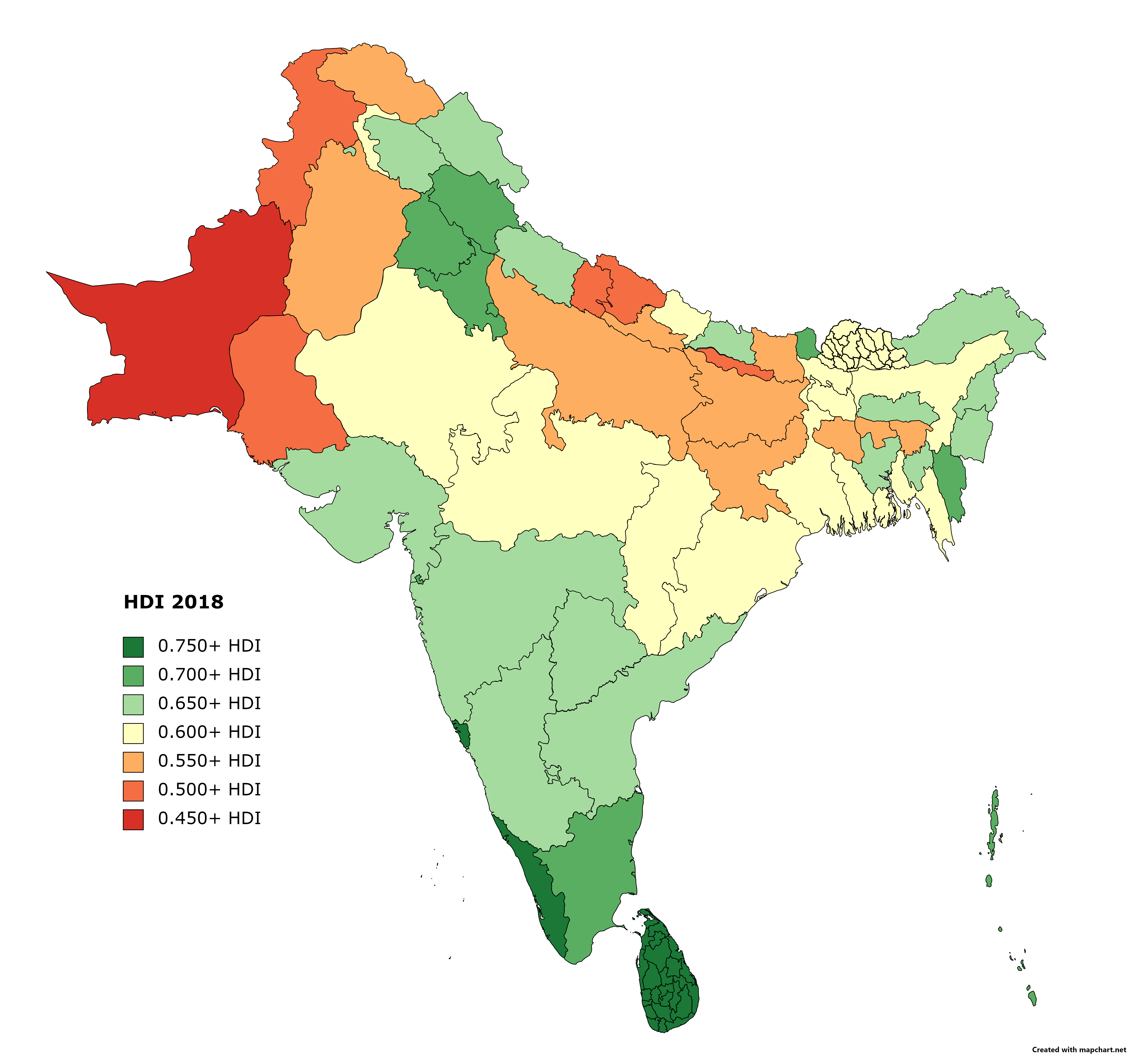 Human Development Index in the Indian Subcontinent