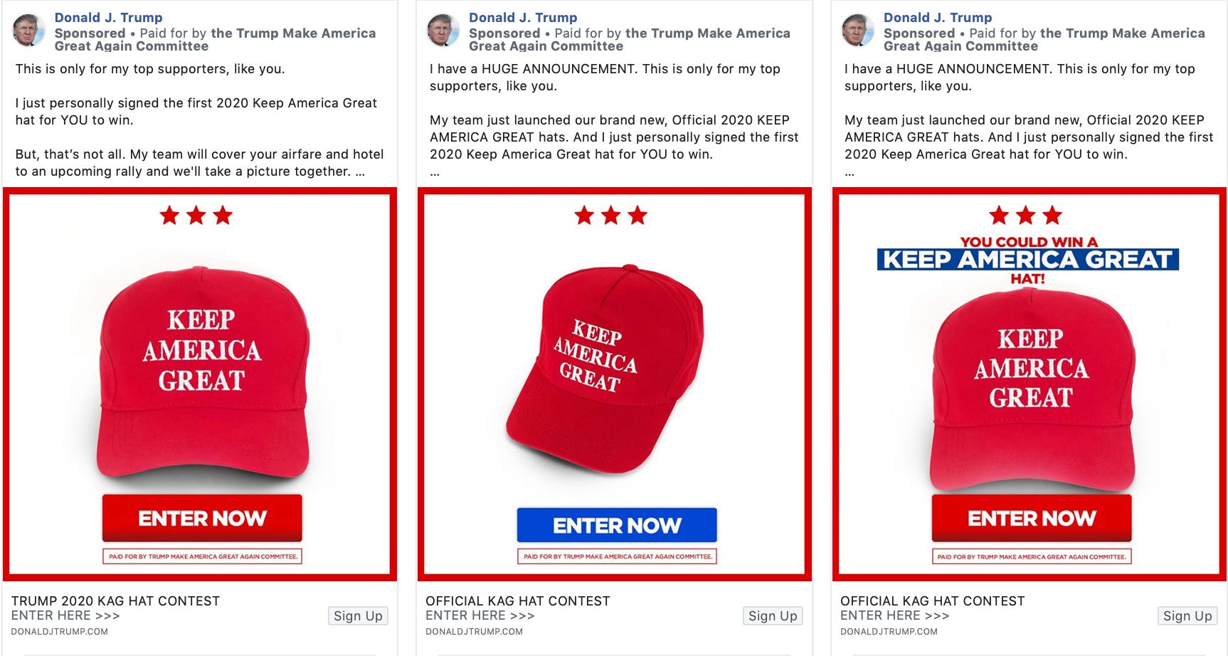 Trump hat ad clearance