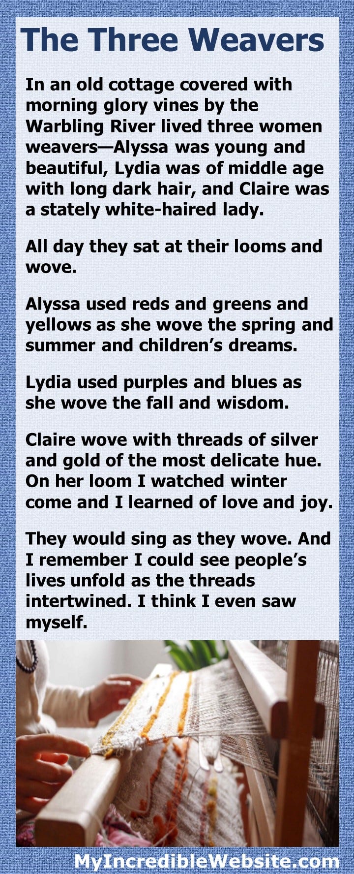 The Three Weavers, a Short Story by Gail Berry