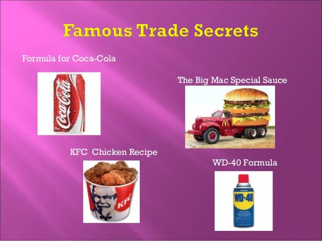 Trade secret examples hotsell