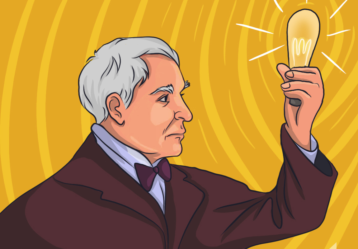 Thomas edison and online the light bulb
