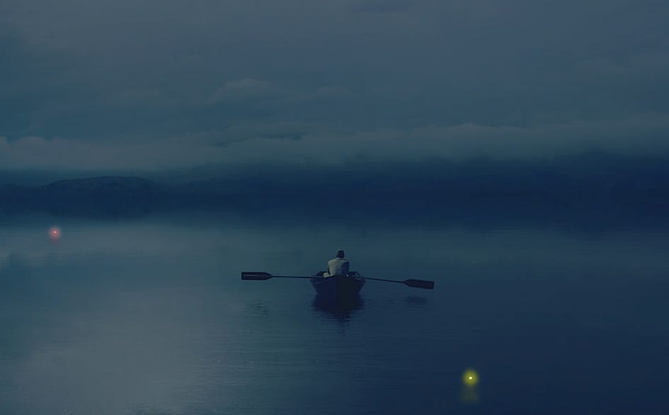 A Rowboat In A Dark Ocean by Joshua McConkey Panalysis