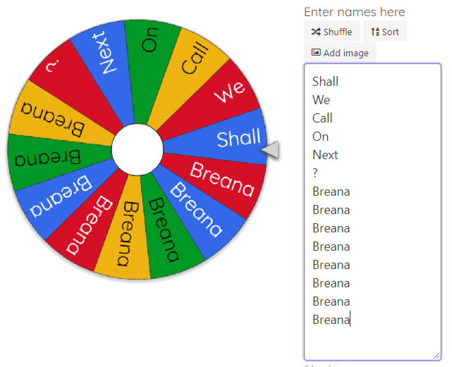 Tech Thursday Wheel of Names by Breana Bayraktar