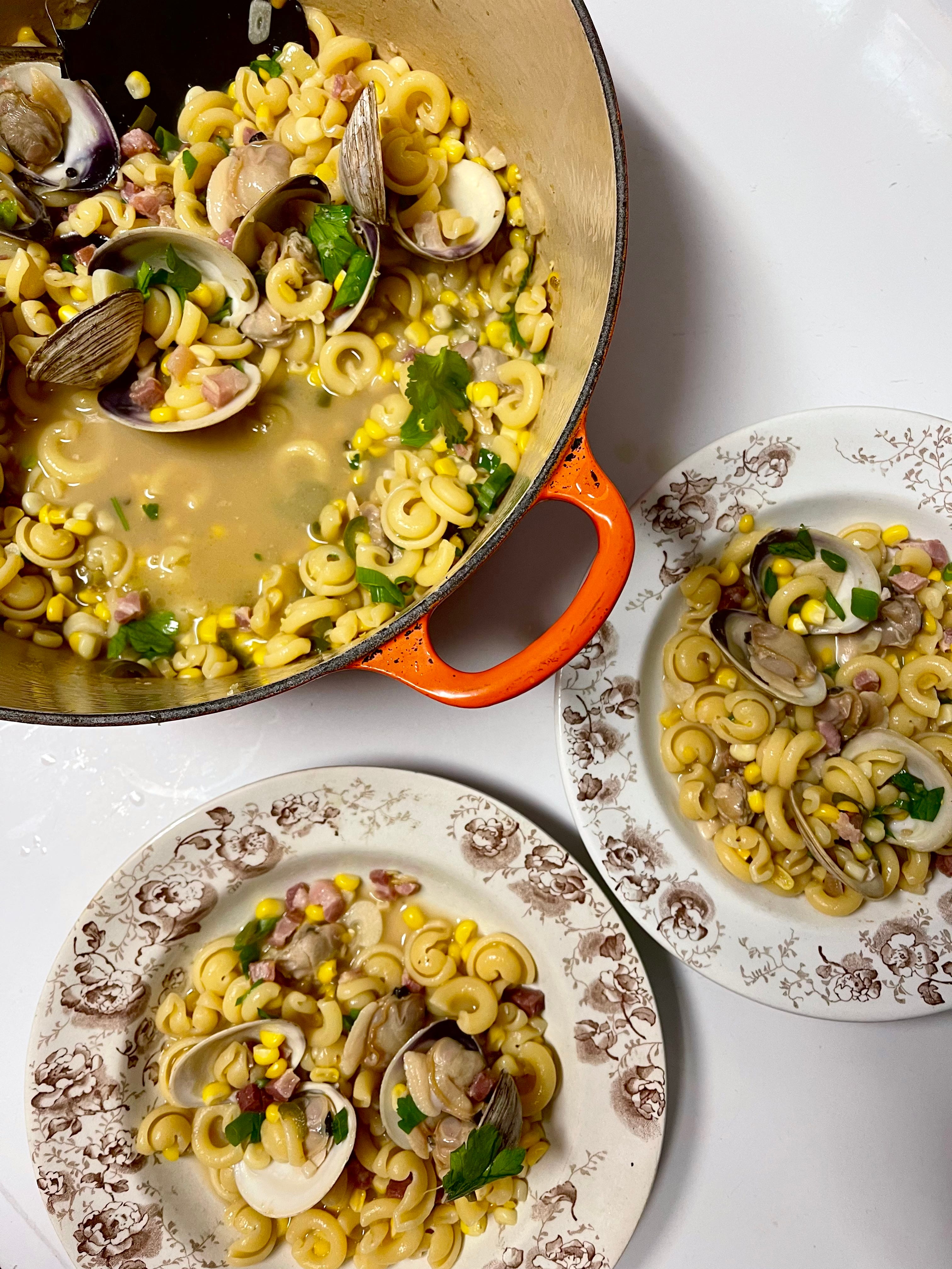 Brothy Clams with Cappelletti and Corn by Colu Henry