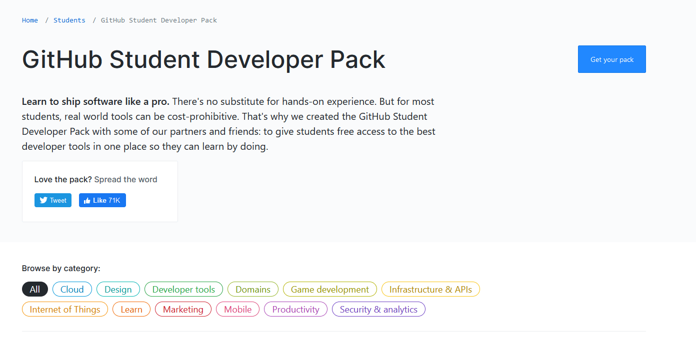 GitHub Student > $ 200 mil dólares em benefícios para estudantes de graça