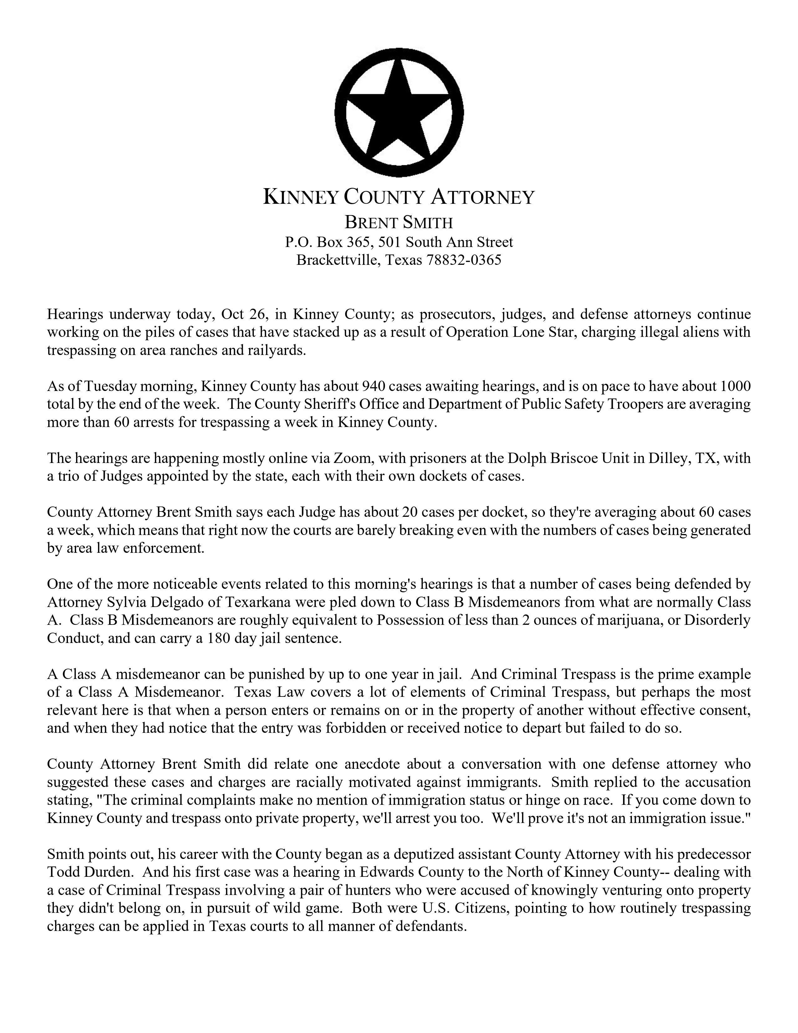 Kinney County Begins Hearings for First Trespassing Cases
