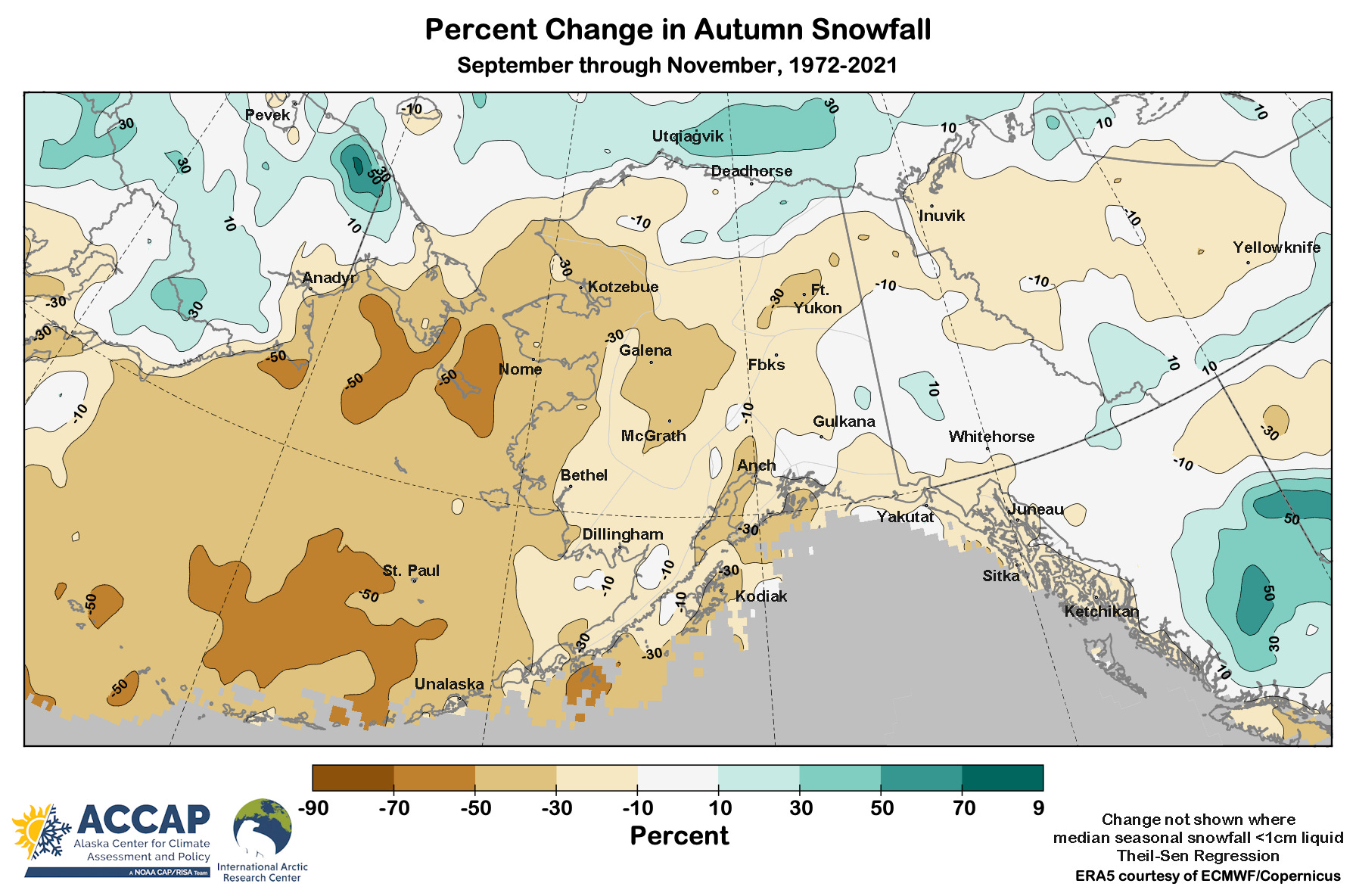 Alaska Snowfall Trends by Rick Thoman