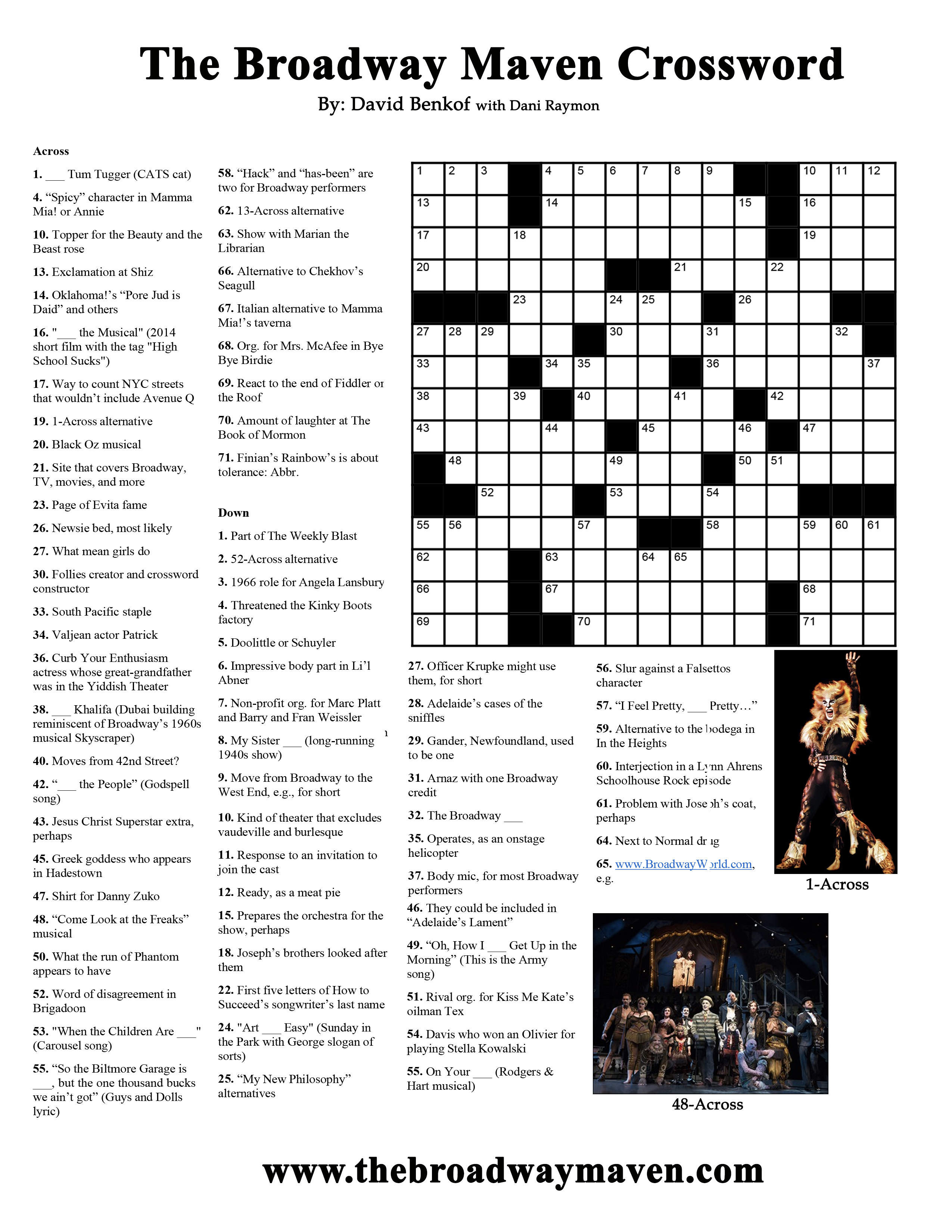 The Broadway Maven Crossword Puzzle by David Benkof