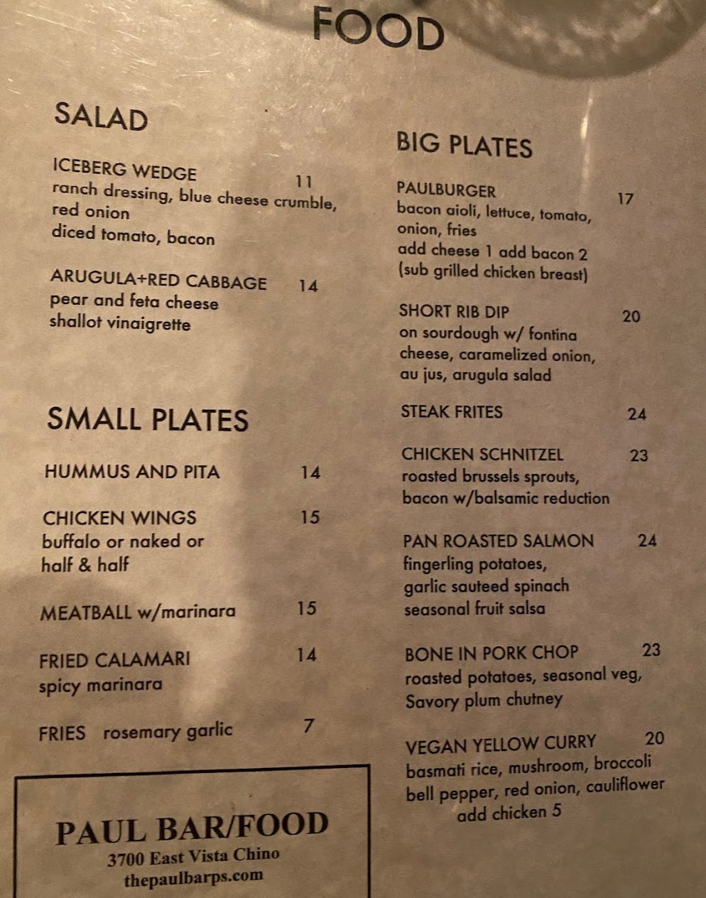 Paul Bar/Food, Palm Springs by DD The Desert Diner