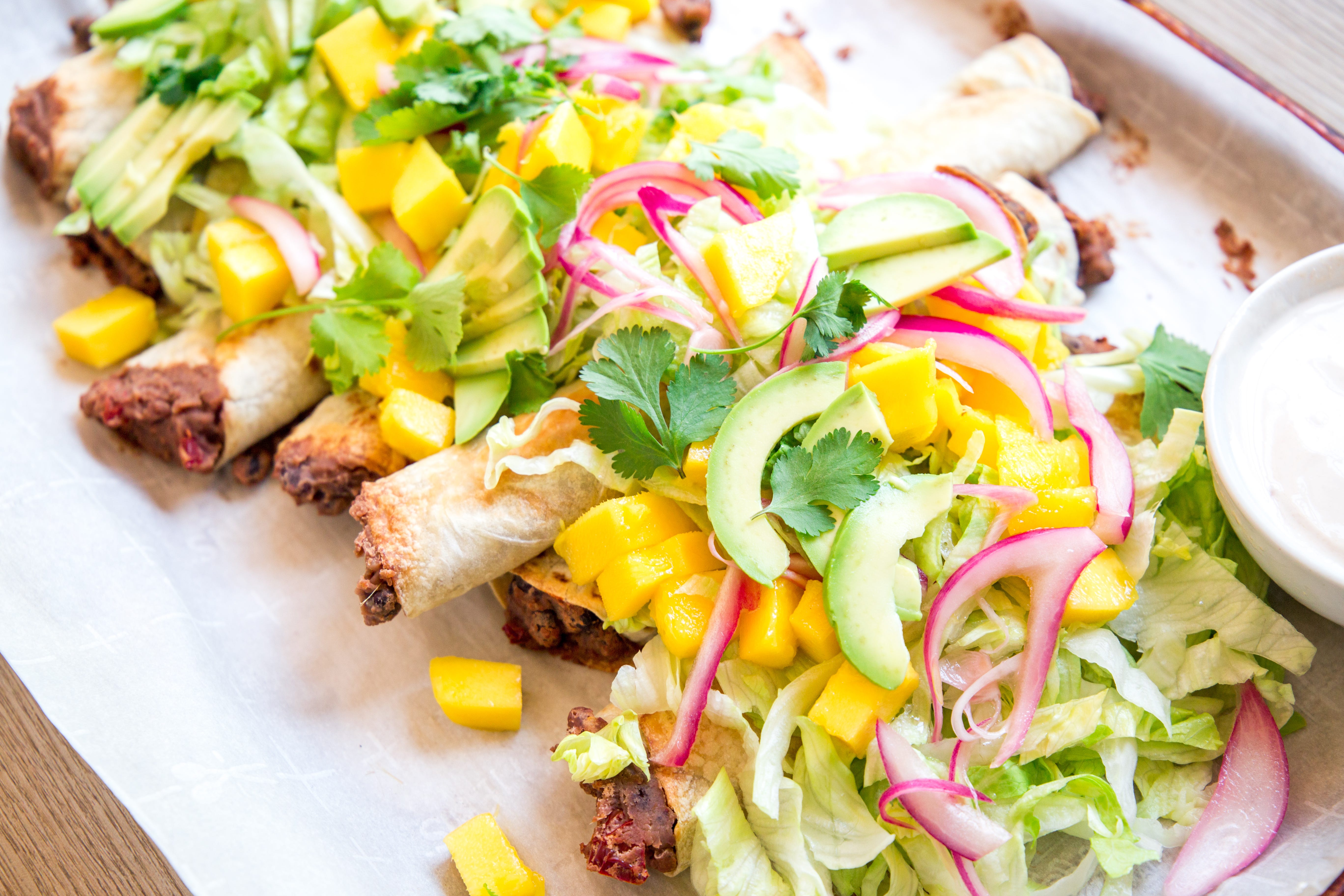 chipotle black bean flautas by Caroline Chambers