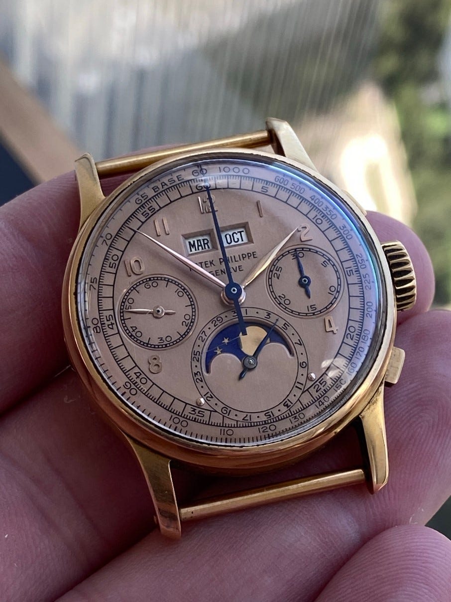 A ridiculous fresh to market pink on pink Patek 1518 is up for
