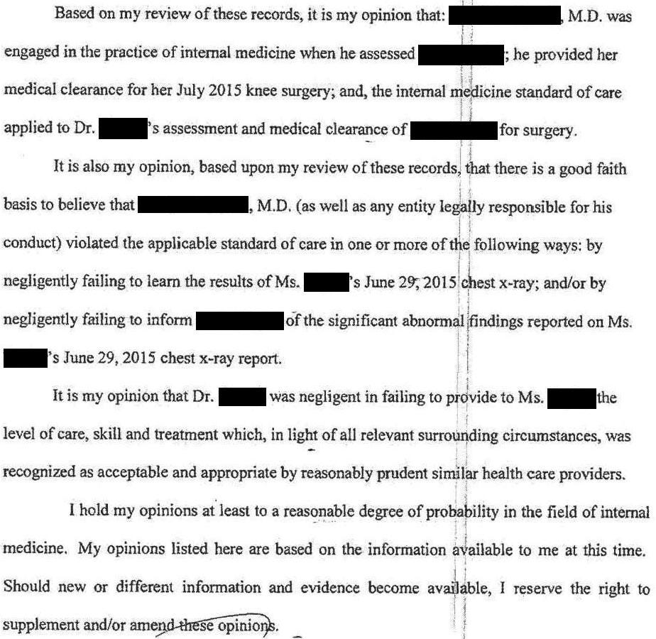 PreOp Chest Xray by Med Mal Reviewer