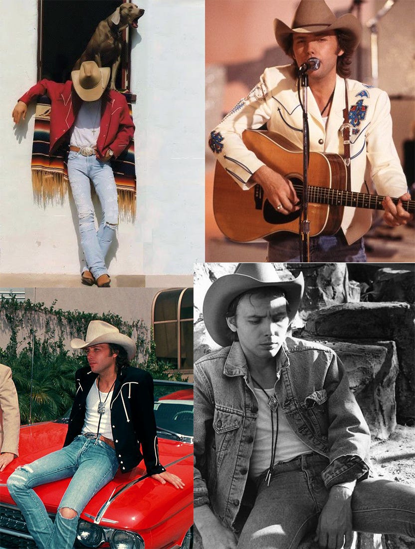 Young Dwight Yoakam and the Urban Cowboy Look