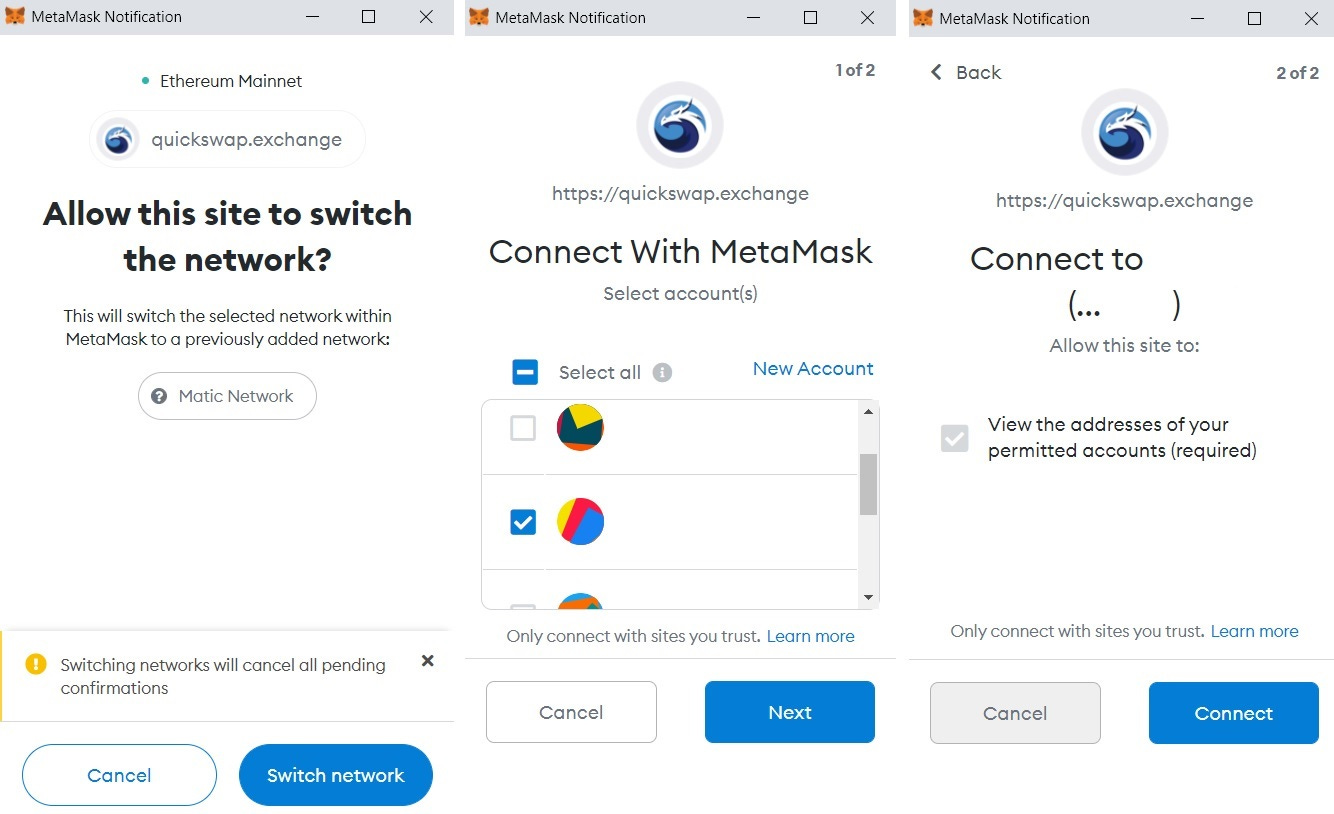 metamask quickswap